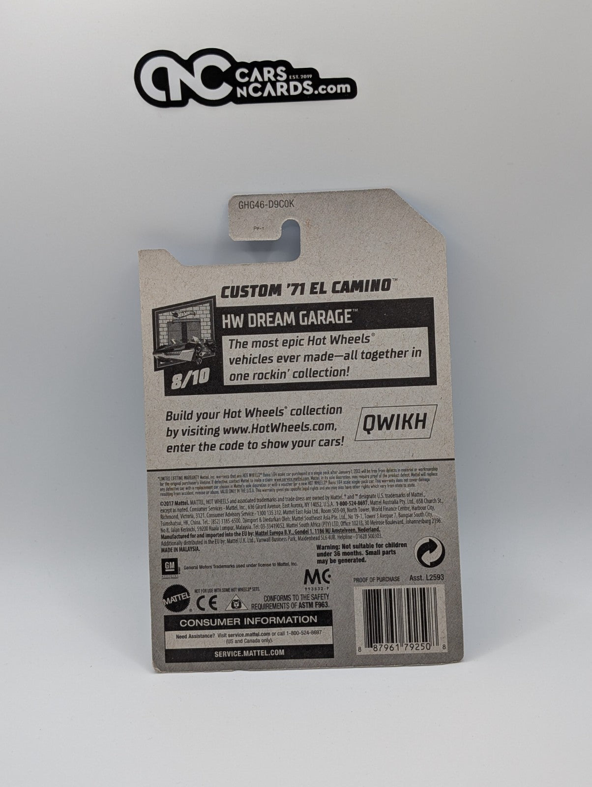 Hot Wheels Custom '71 El Camino HW Dream Garage 8/10 Zamac 40/250