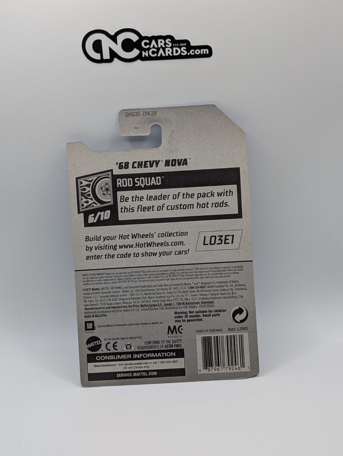 Hot Wheels '68 Chevy Nova Rod Squad 6/10 Zamac 73/250