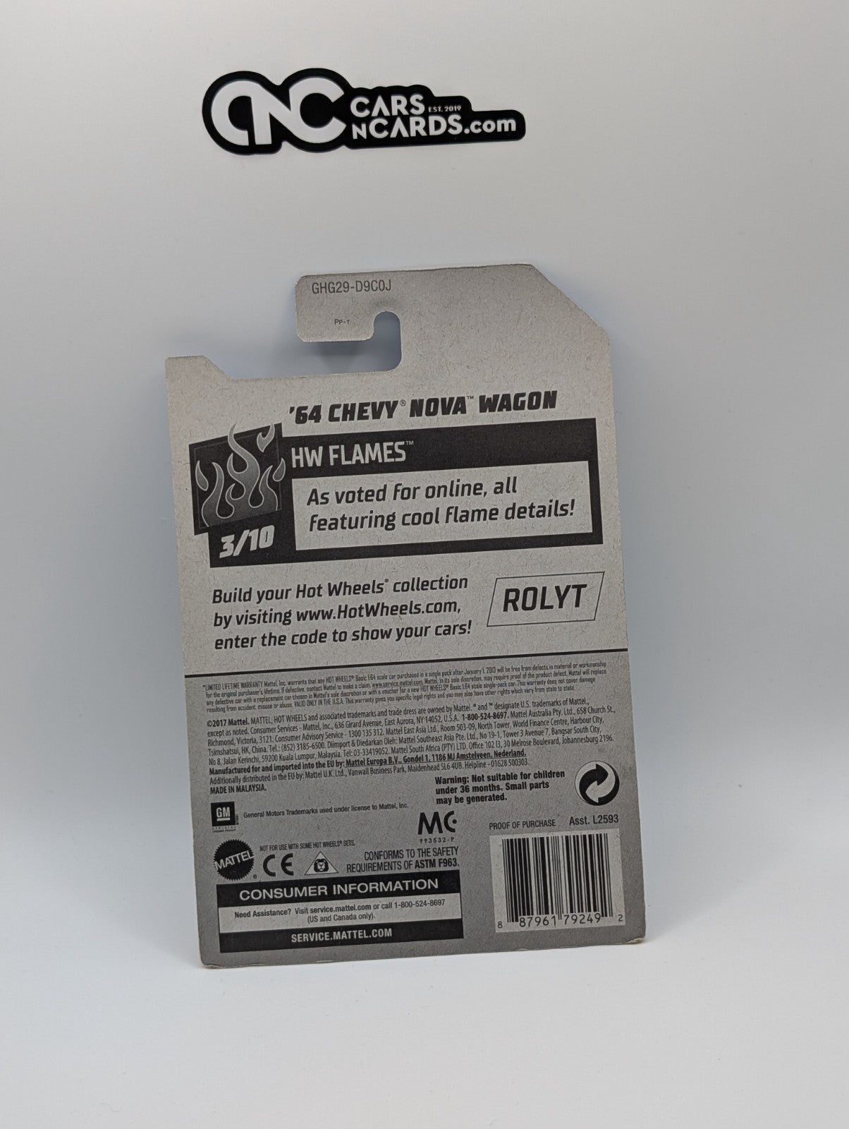 Hot Wheels '64 Chevy Nova Wagon HW Flames 3/10 Zamac 141/250