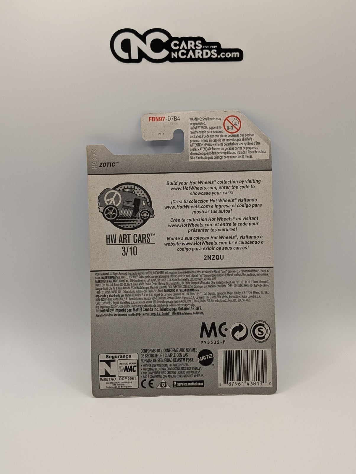 2017 Hot Wheels Zotic HW Art Cars 3/10 Zamac