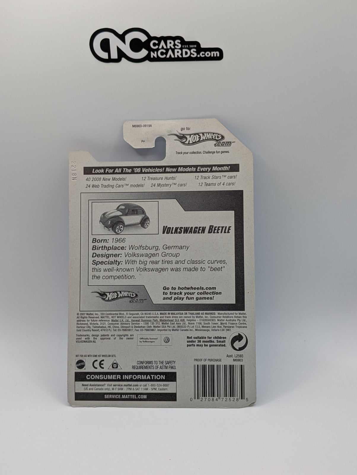 2008 Hot Wheels Team: Volkswagen VW Beetle Black 129/196