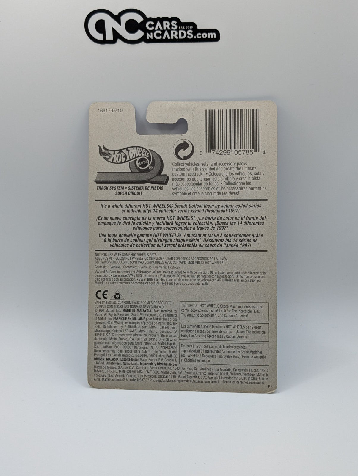 1996 Hot Wheels Volkswagen Bug 4/4 Green Splat! 16917 (Blister Damage)