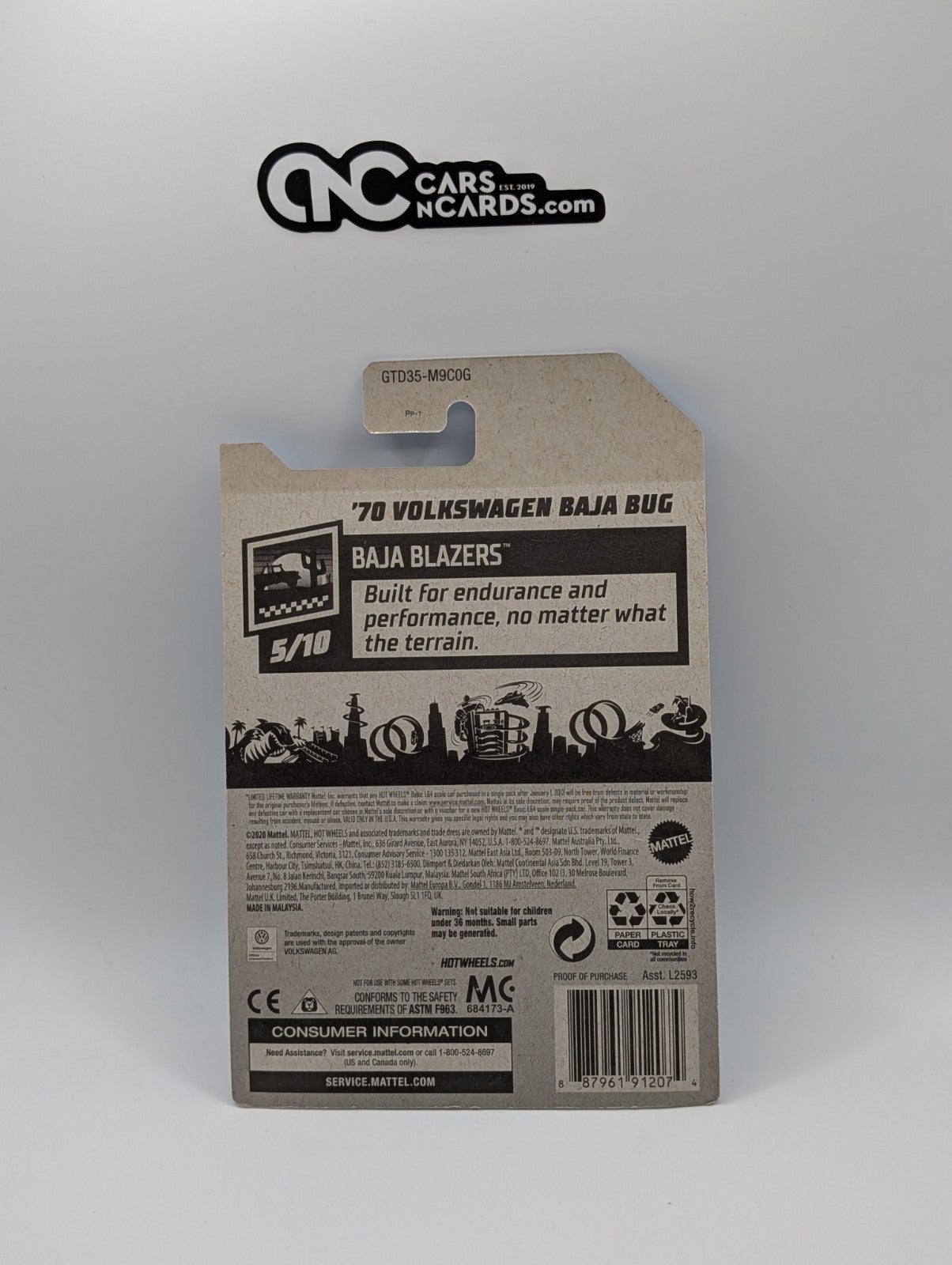 Hot Wheels Baja Blazers 5/10 '70 Volkswagen Baja Bug Black 33/250