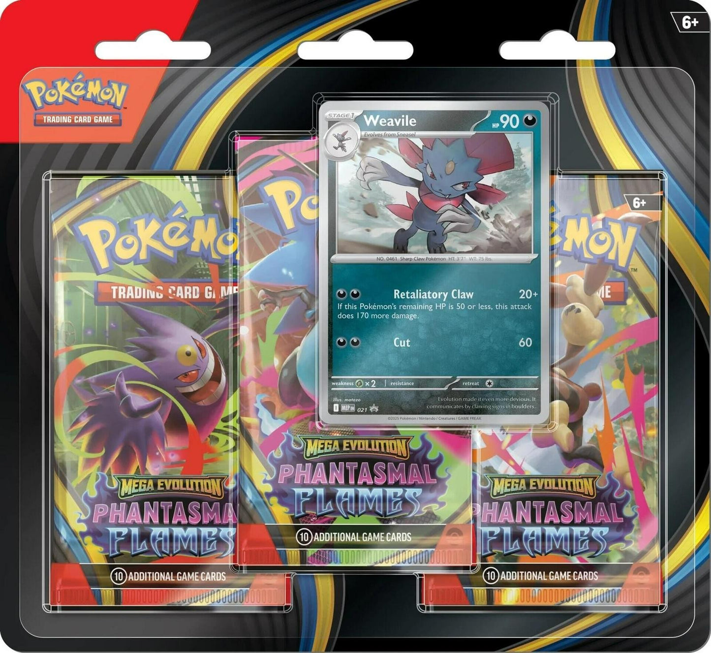 Pokemon Mega Evolution Phantasmal Flames 3 Pack Blister Weavile