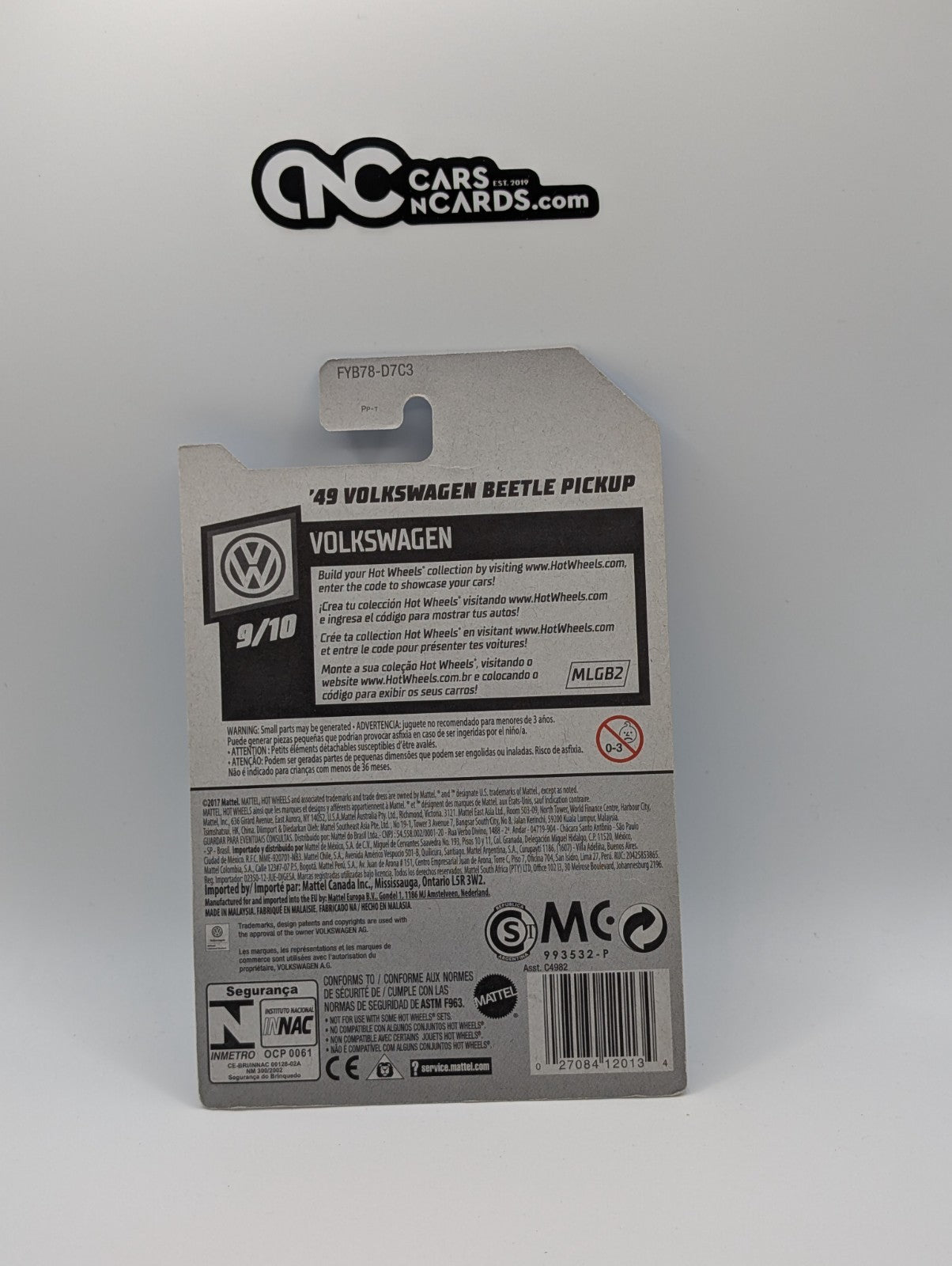 Hot Wheels Volkswagen 9/10 '49 VW Beetle Pickup Blue 47/250