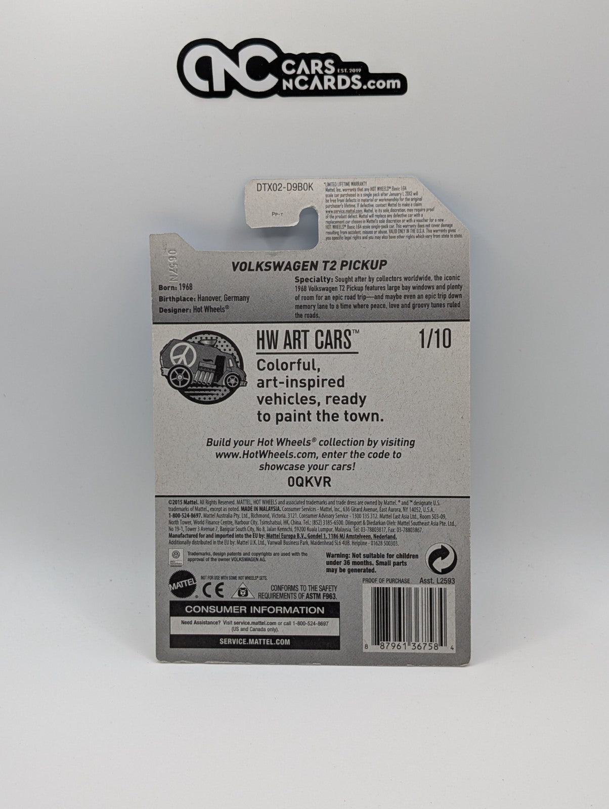 2017 Hot Wheels HW Art Cars 1/10 Volkswagen T2 Pickup 201/365