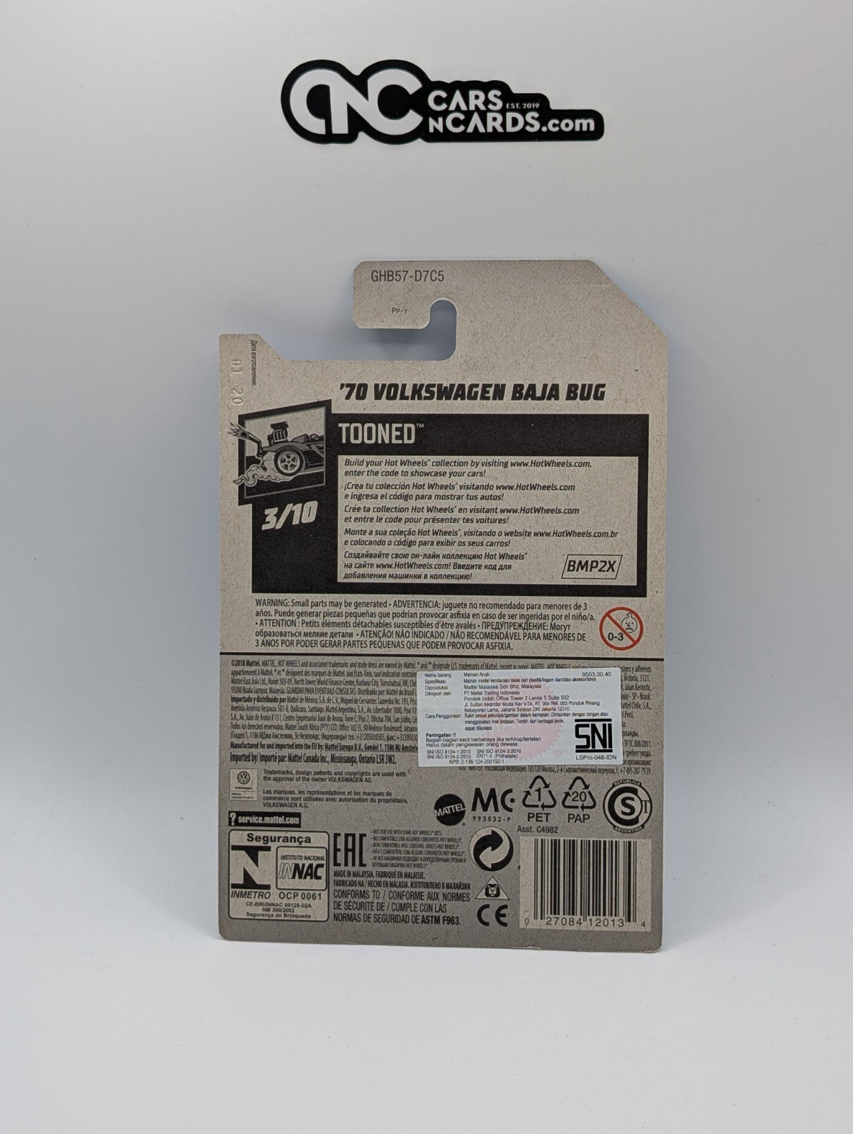 Hot Wheels Tooned 3/10 '70 Volkswagen Baja Bug White 126/250