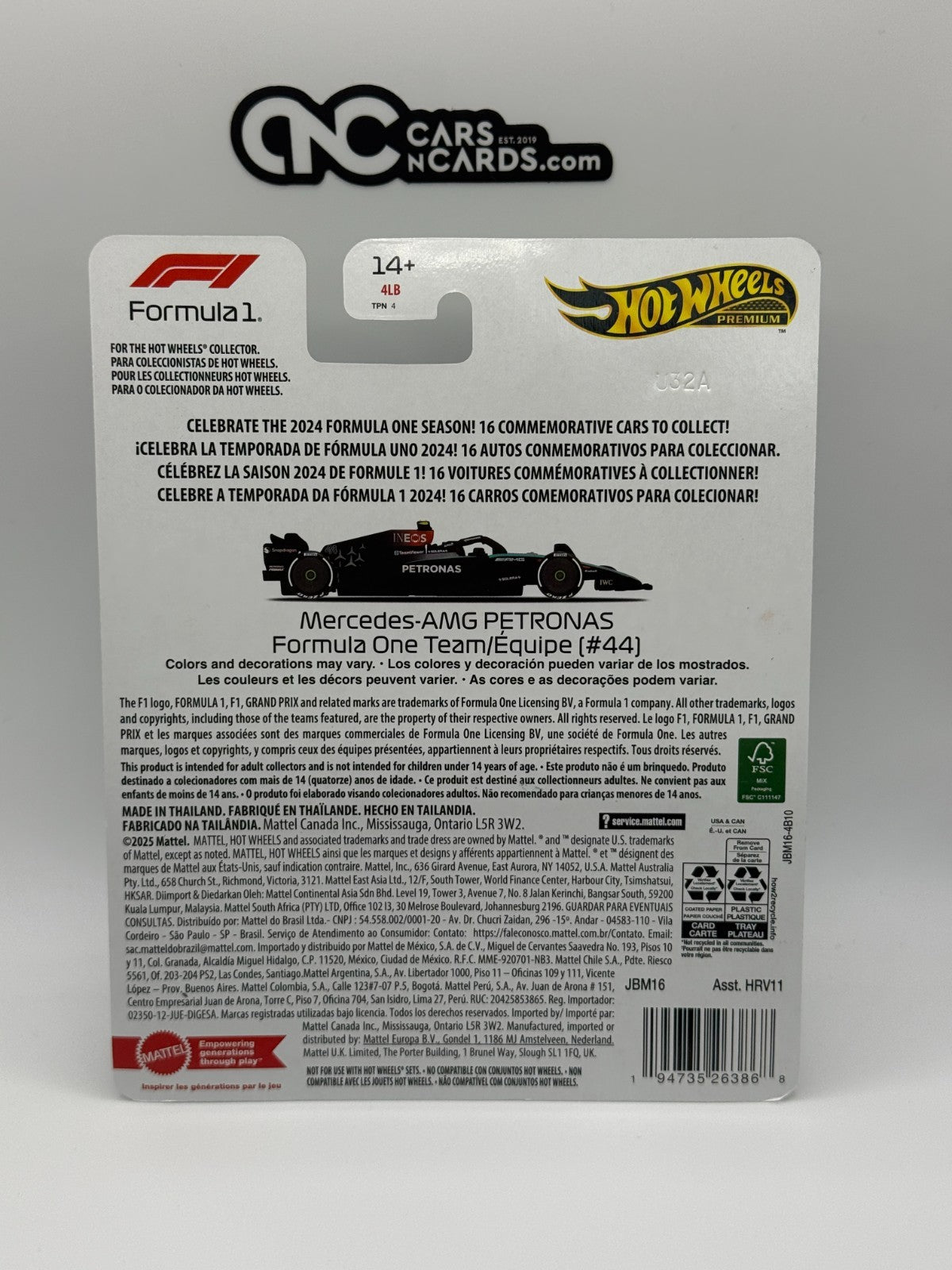2025 Hot Wheels Premium F1 Formula 1 2024 Mercedes-AMG Formula One Team (#44)