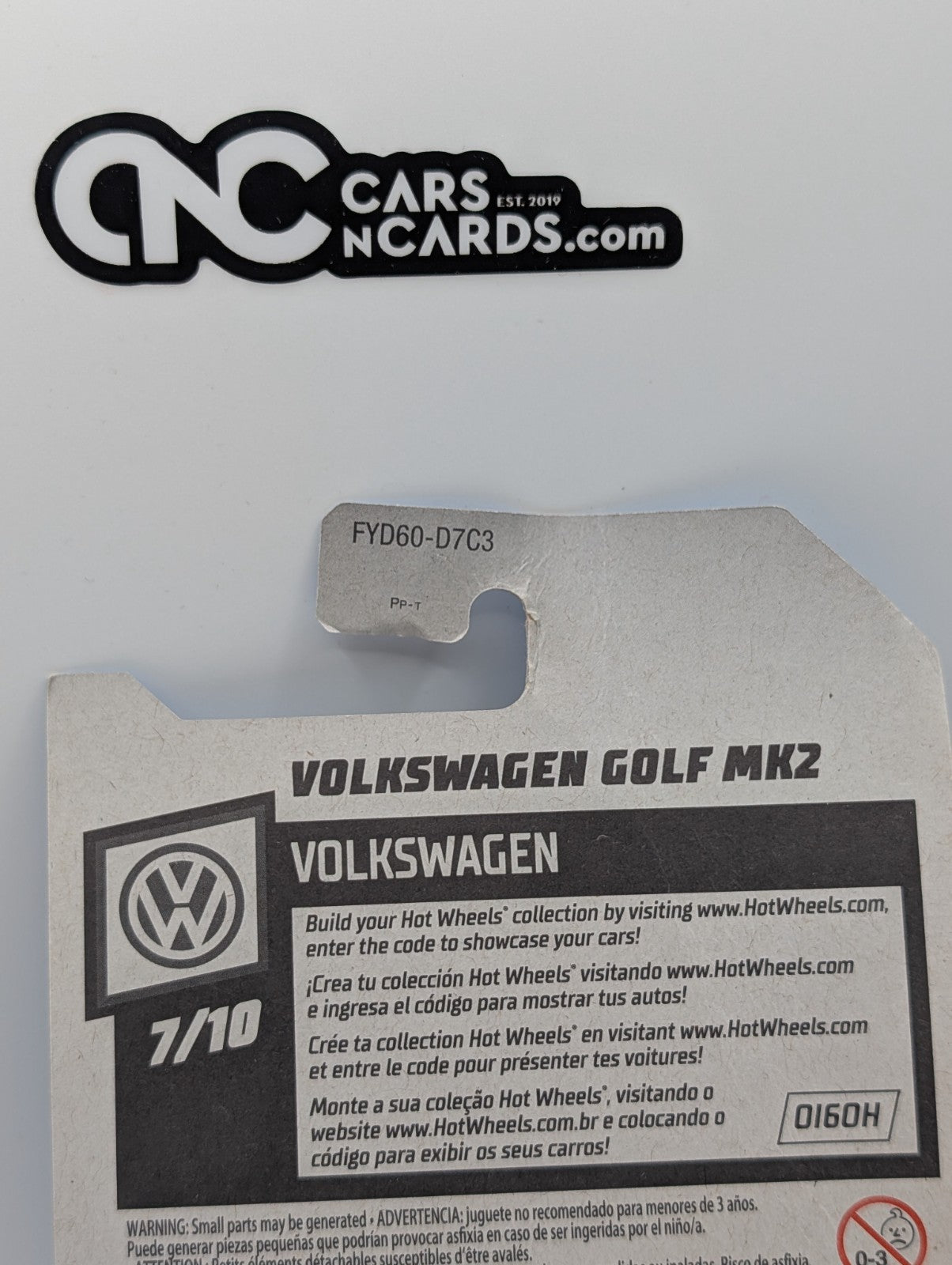 2019 Hot Wheels Volkswagen 7/10 VW Golf MK2 Teal 68/250 (Card Damage)