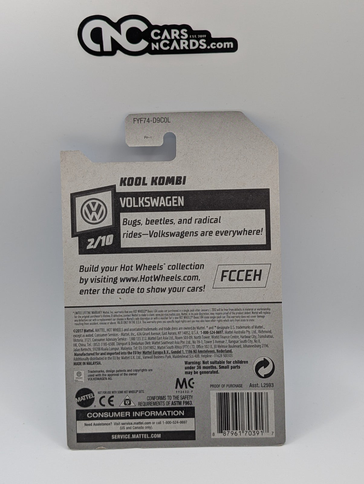 2019 Hot Wheels Factory Sealed Volkswagen 2/10 VW Kool Kombi White 136/250