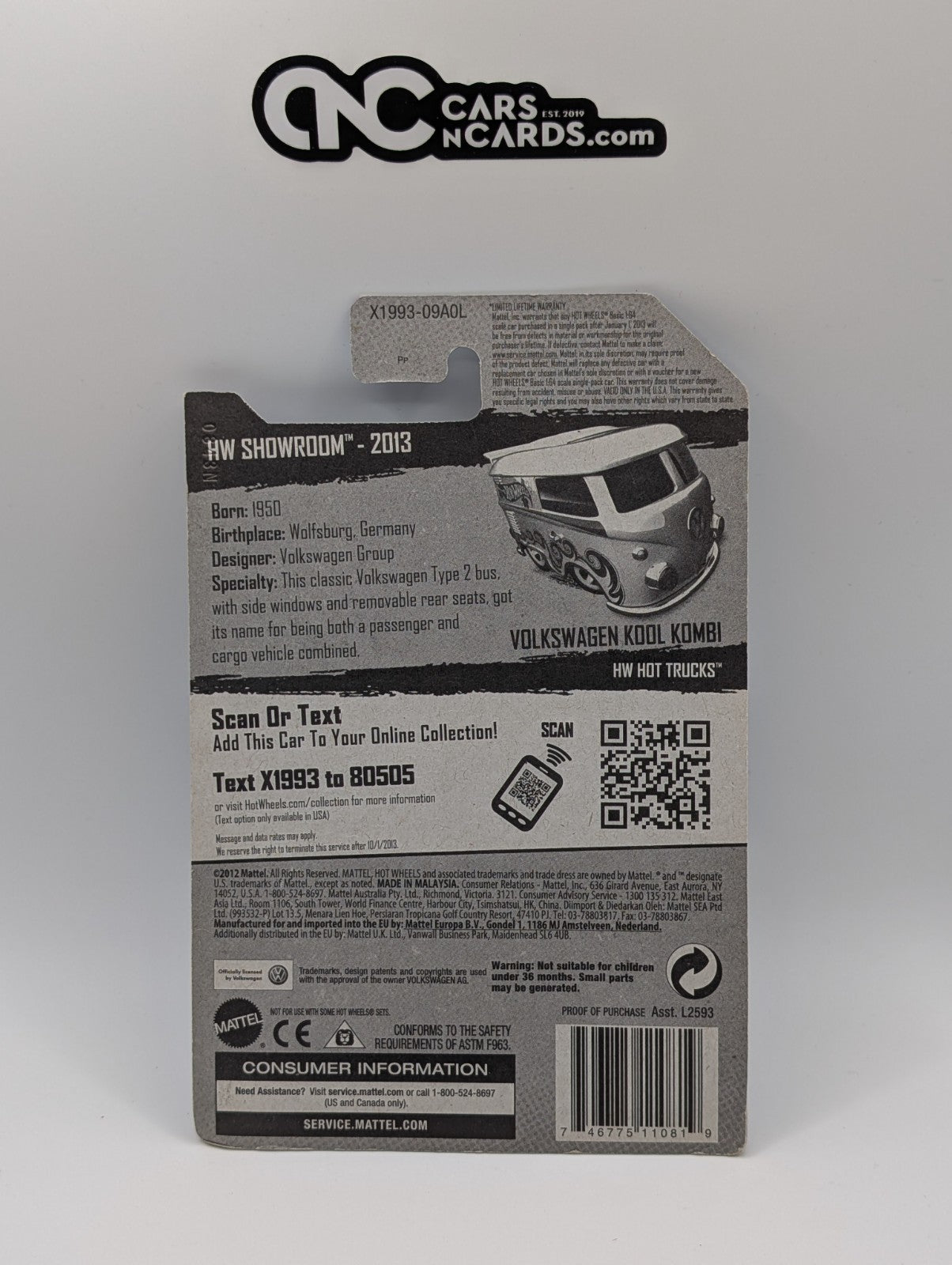 2013 Hot Wheels HW Showroom Volkswagen Kool Kombi Pearl White 169/250