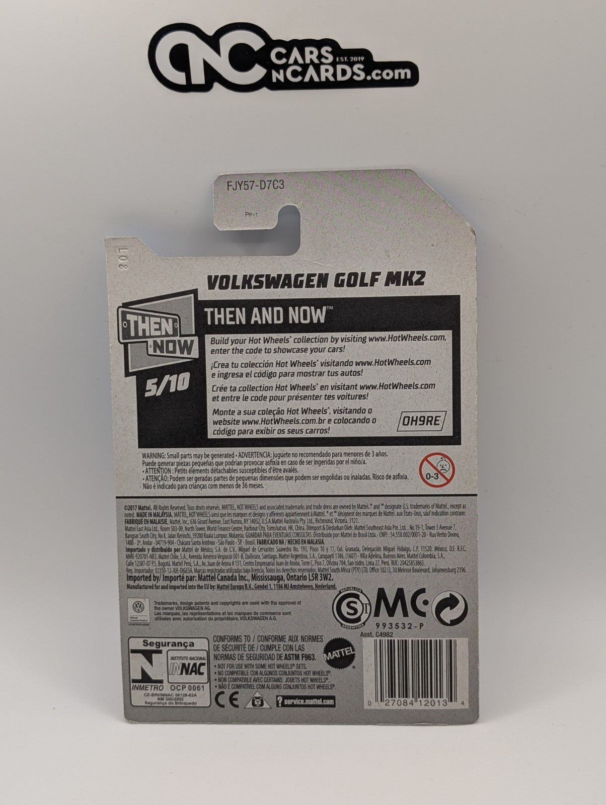 2018 Hot Wheels Then And Now 5/10 Volkswagen Golf MK2 Yellow 171/365