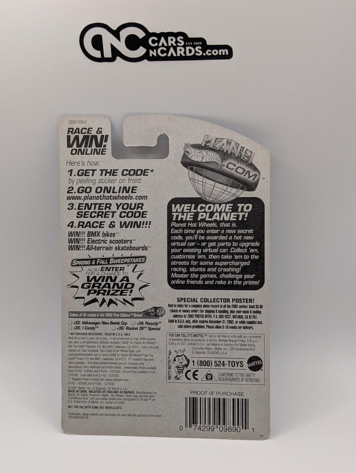 2002 Hot Wheels First Editions Volkswagen New Beetle Cup Yellow 33/42 (Creased)