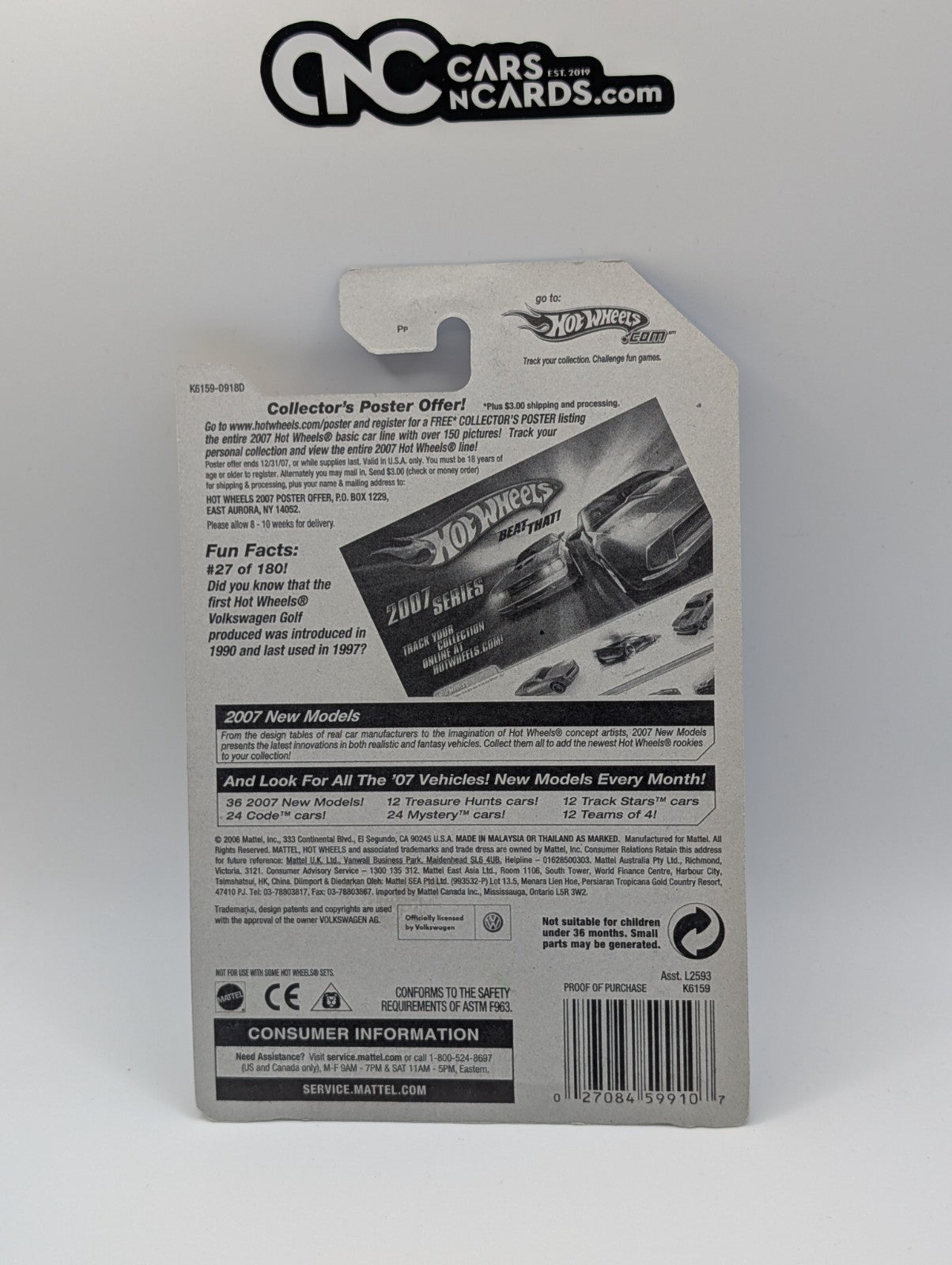 2007 Hot Wheels New Models 27/36 Volkswagen Golf GTI White 27/180