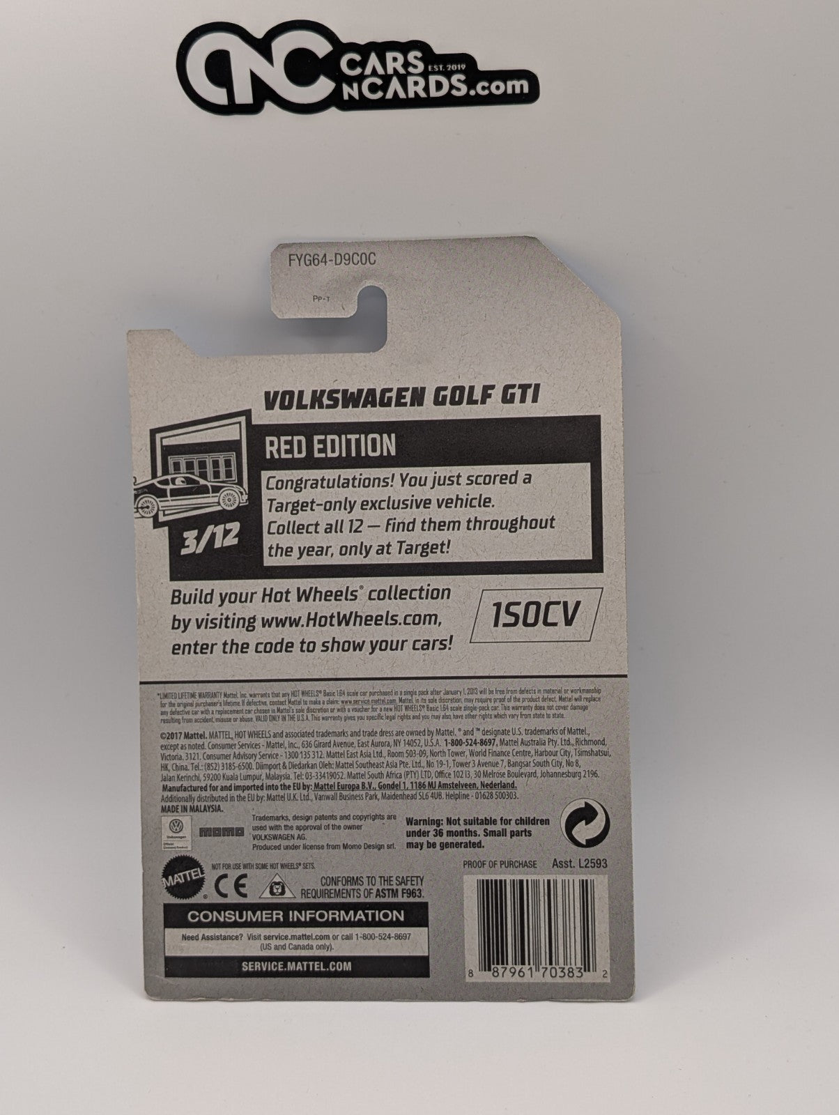 2019 Hot Wheels Red Edition 3/12 Volkswagen Golf GTI 19/250 Target Exclusive