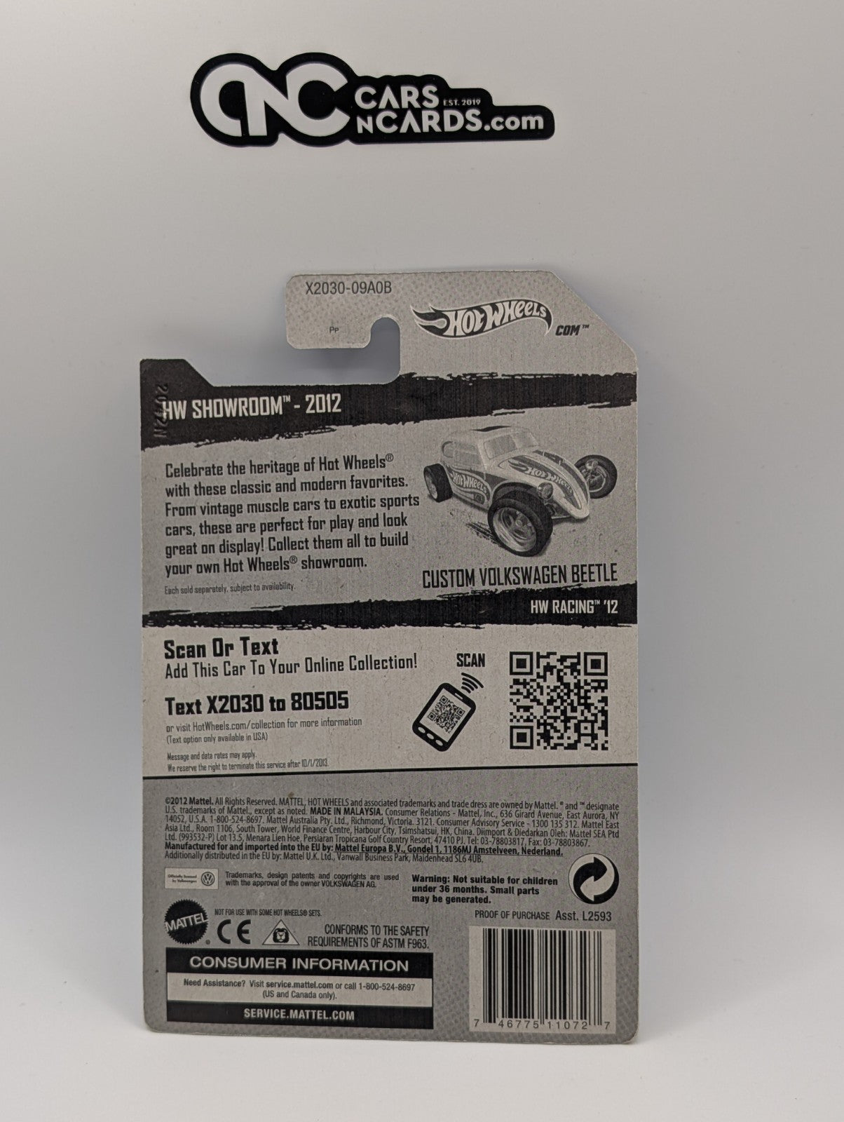 2012 Hot Wheels Showroom Custom Volkswagen Beetle White 176/247 (Soft Corners)