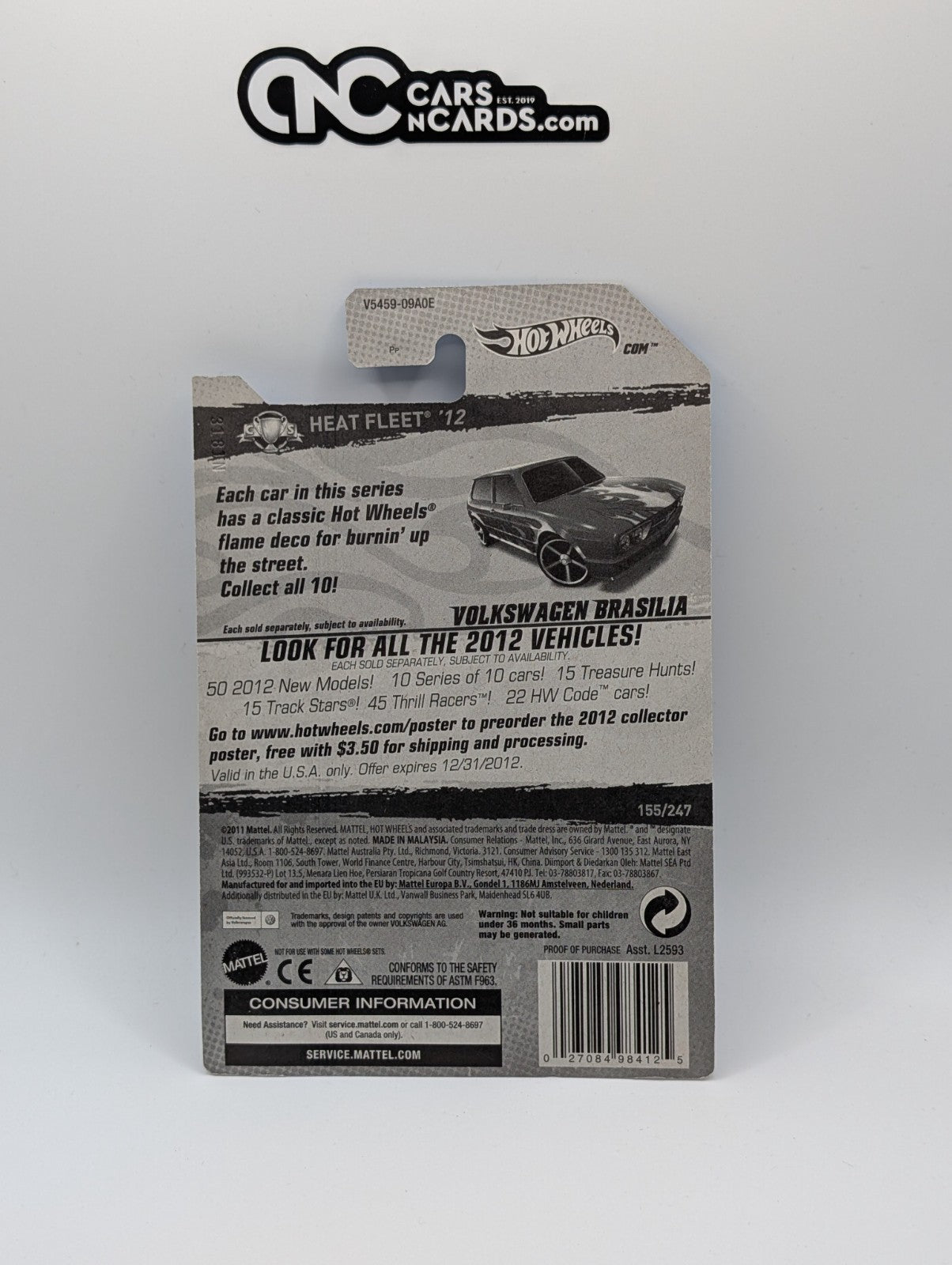 2012 Hot Wheels Heat Fleet 5/10 Volkswagen Brasilia Red 155/247 Factory Sealed
