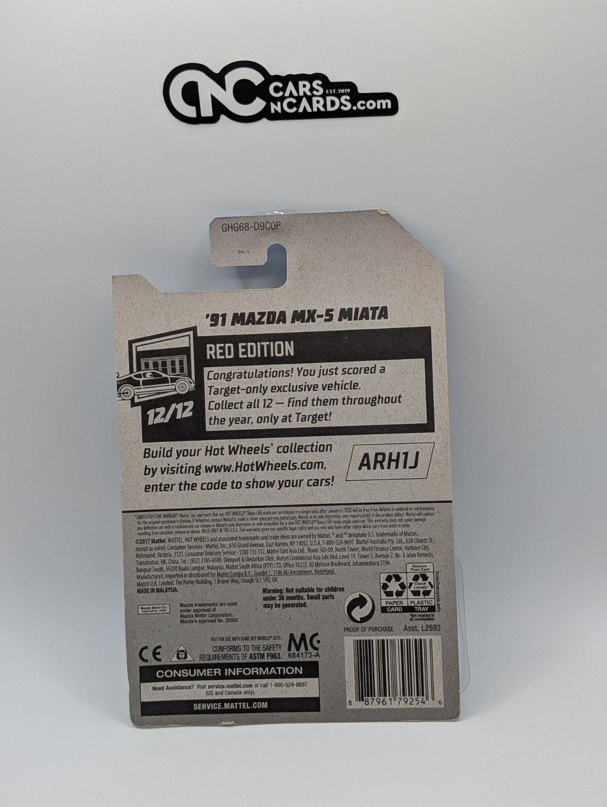 2020 Hot Wheels Red Edition '91 Mazda MX-5 Miata (Card Damage) Target Exclusive