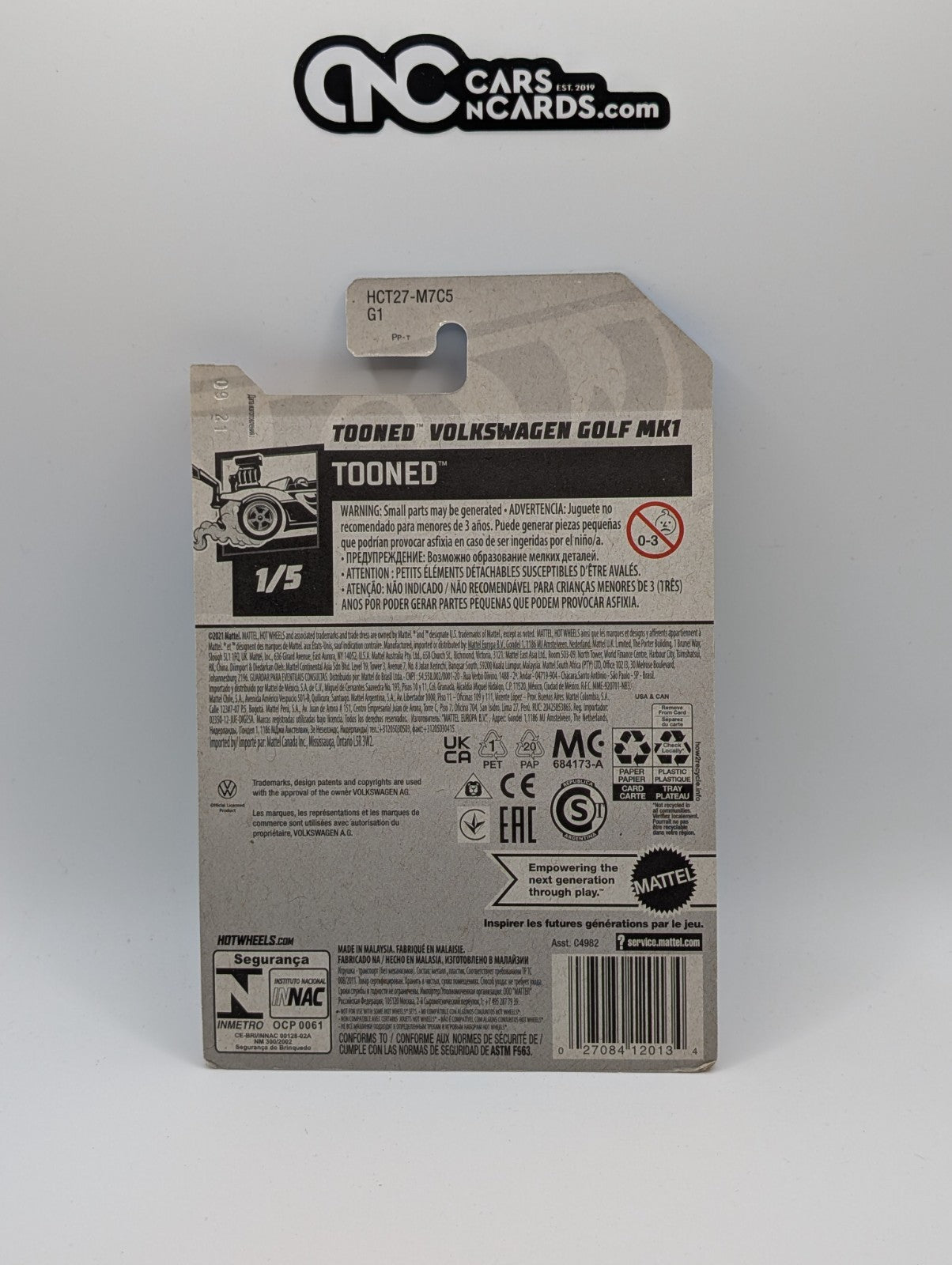 2022 Hot Wheels Tooned Tooned Volkswagen Golf MK1 White 10/250 (Soft Corners)