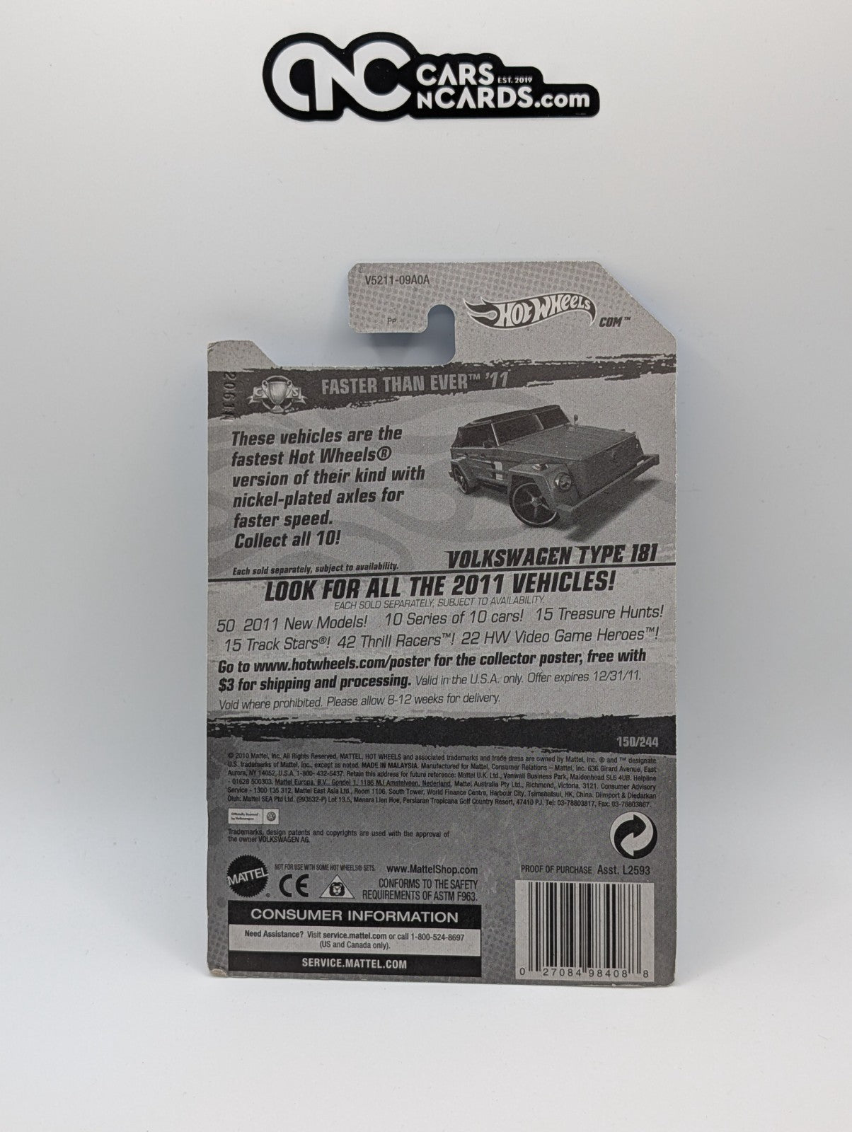 2011 Hot Wheels Faster Than Ever 10/10 Volkswagen Type 181 Orange 150/244