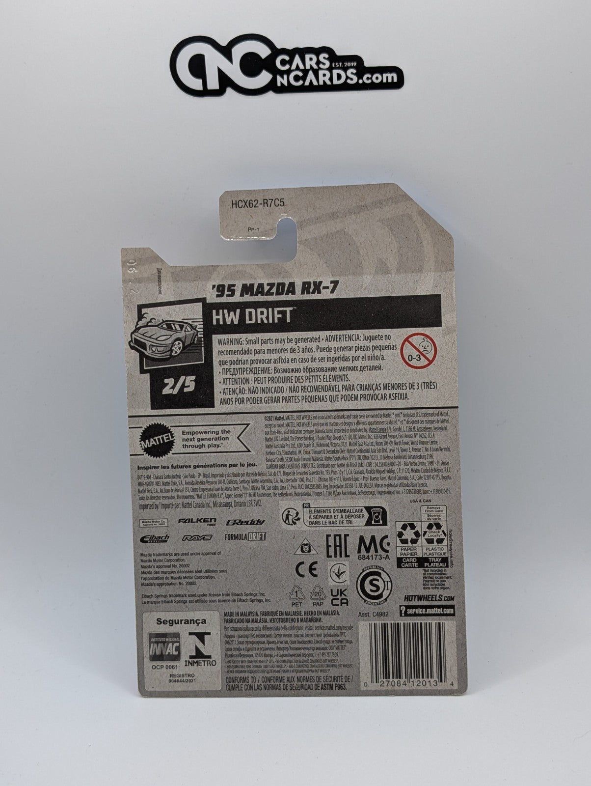 2022 Hot Wheels HW Drift 2/5 '95 Mazda RX-7 Falken Silver 177/250 (Hook Crease)