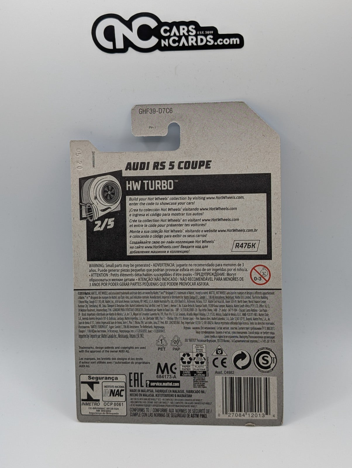 2020 Hot Wheels HW Turbo 2/5 Audi RS 5 Coupe Black 118/250