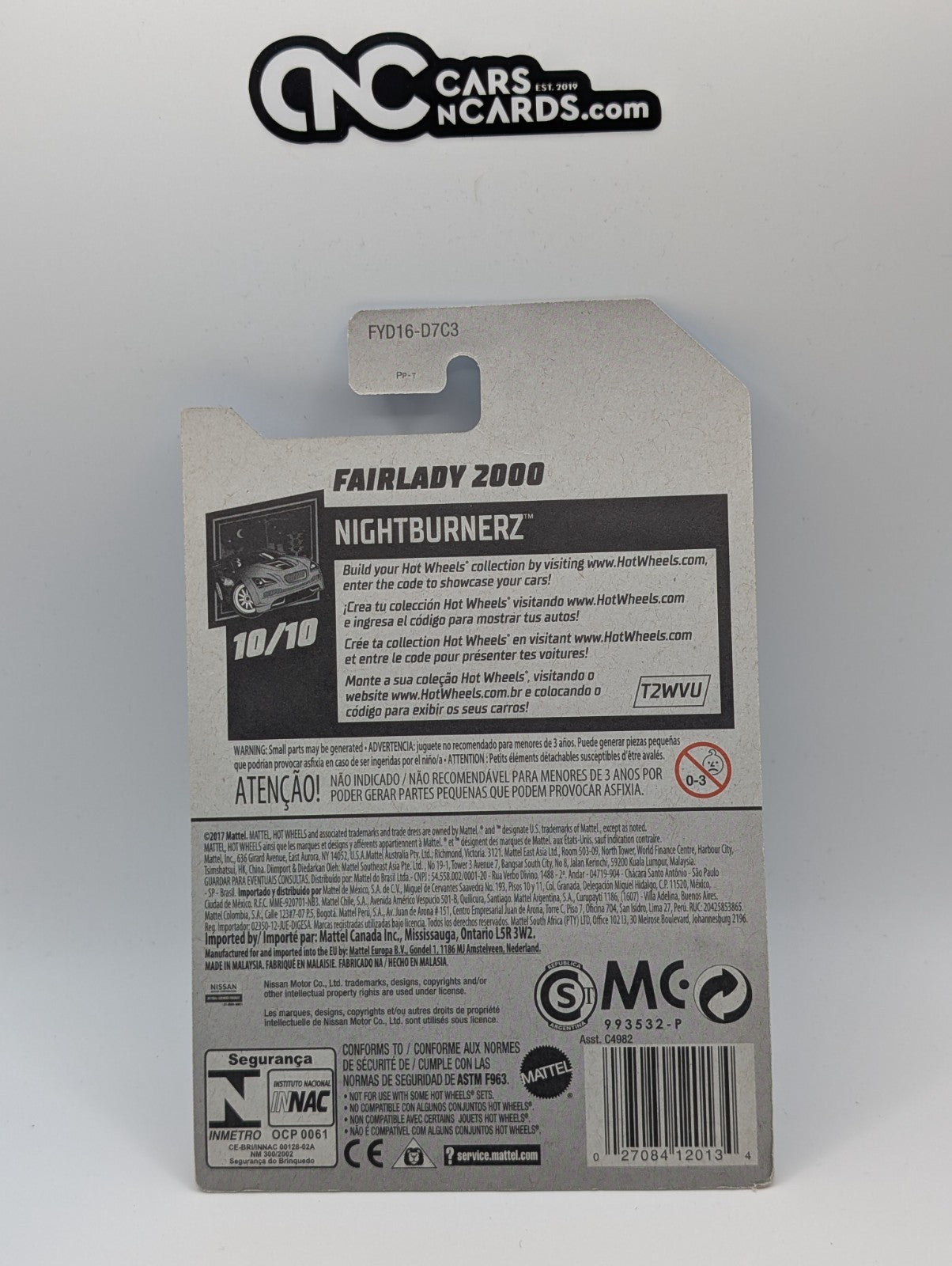 2019 Hot Wheels Nightburnerz 10/10 Fairlady 2000 Yellow 156/250