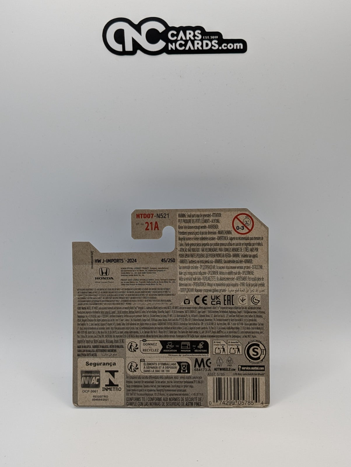 2024 Hot Wheels HW J-Imports 2/10 Honda Civic Si White Short Card 45/250