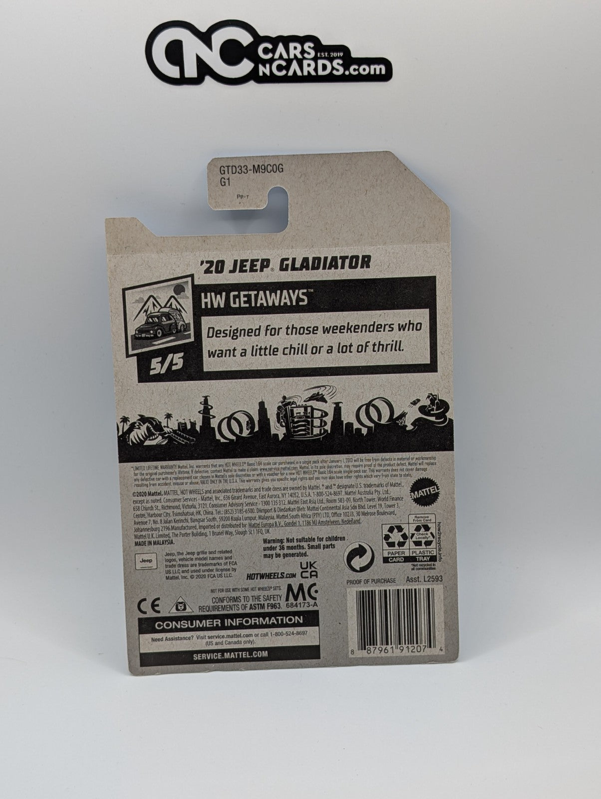 2021 Hot Wheels '20 Jeep Gladiator White 117/250 Dollar General Exclusive