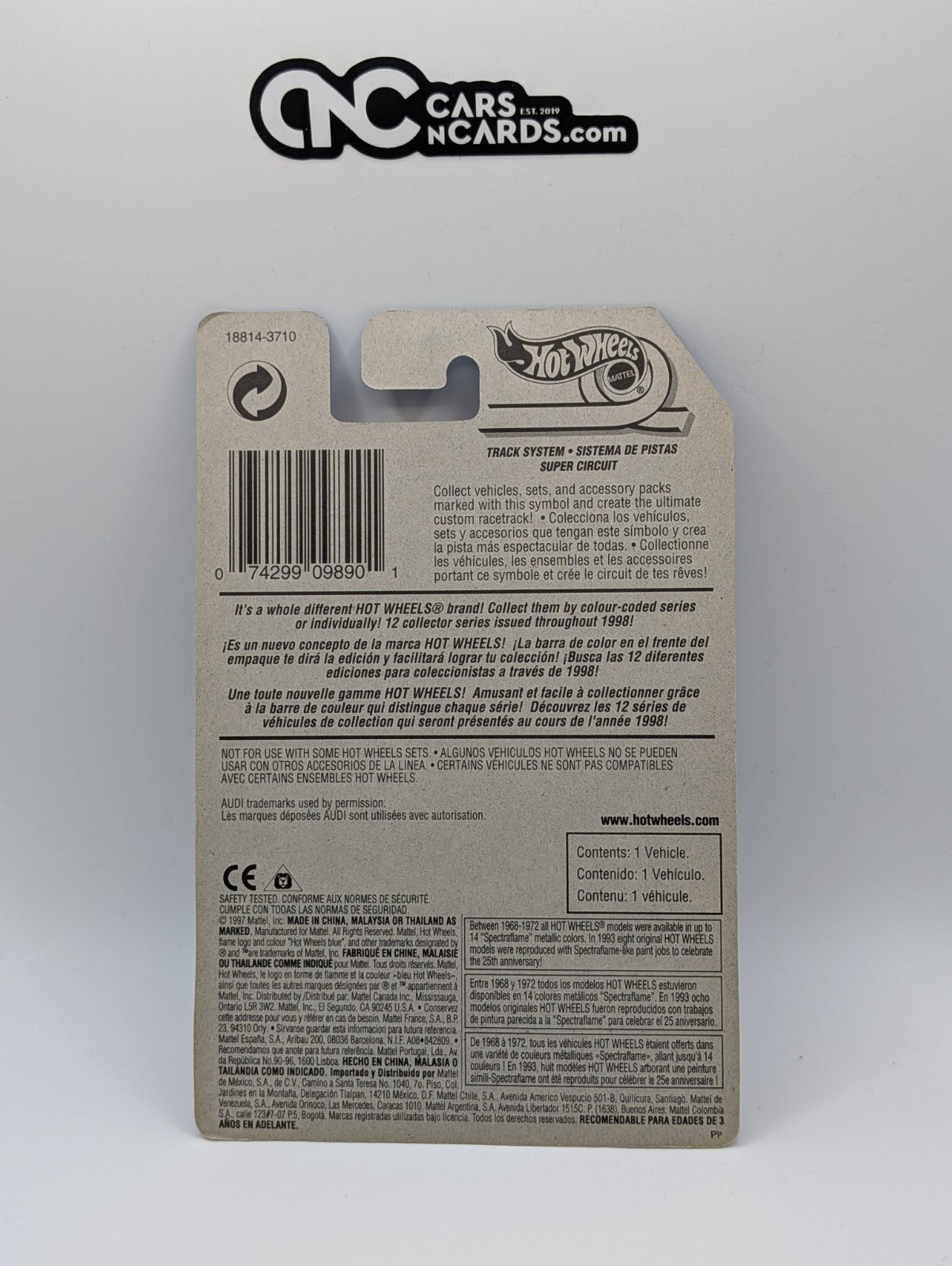 1998 Hot Wheels Tech Tones 4/4 Avus Quattro Black Collector #748