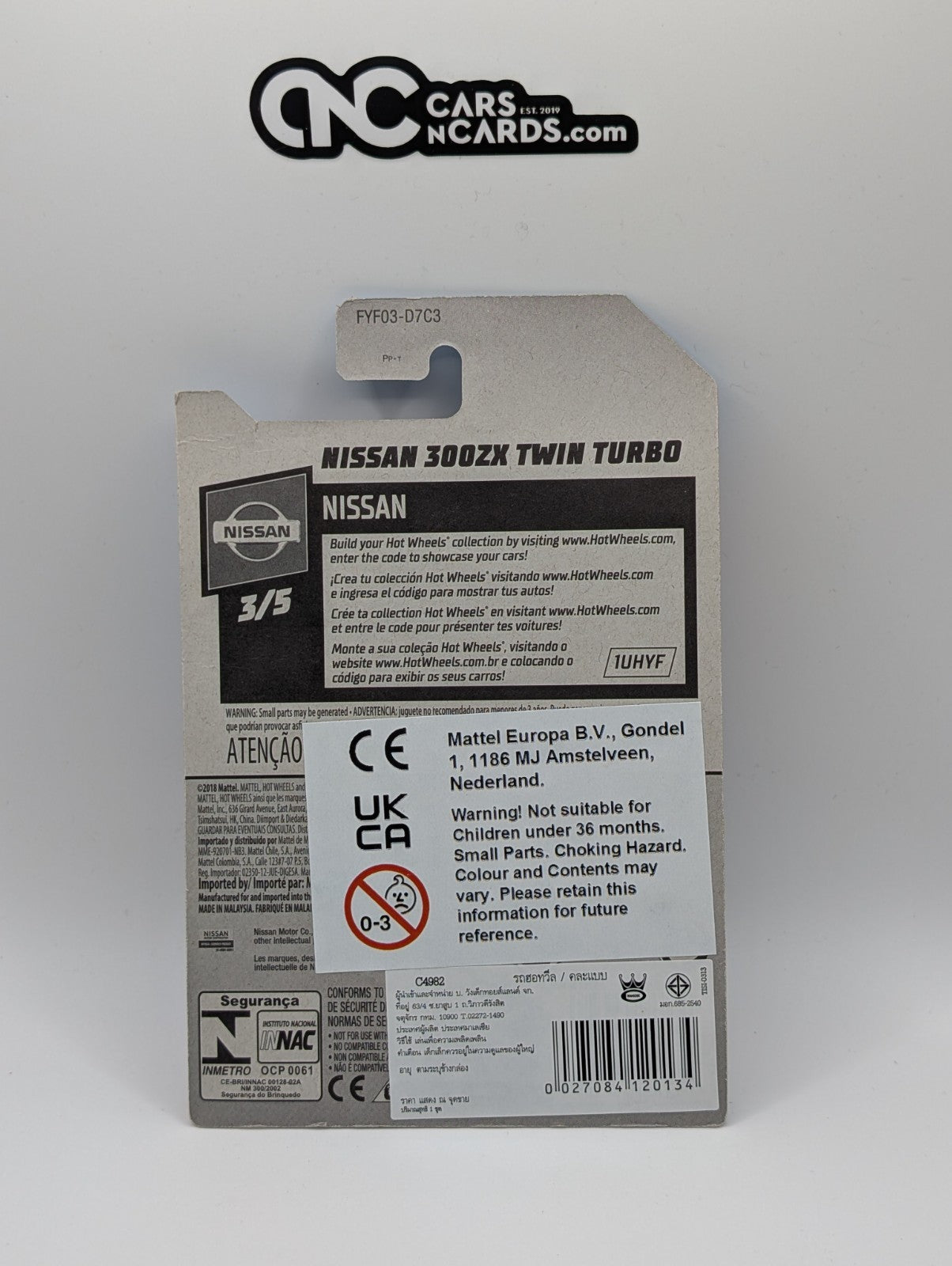 2019 Hot Wheels Nissan 3/5 Nissan 300ZX Twin Turbo Red 110/250 (Card Damage)