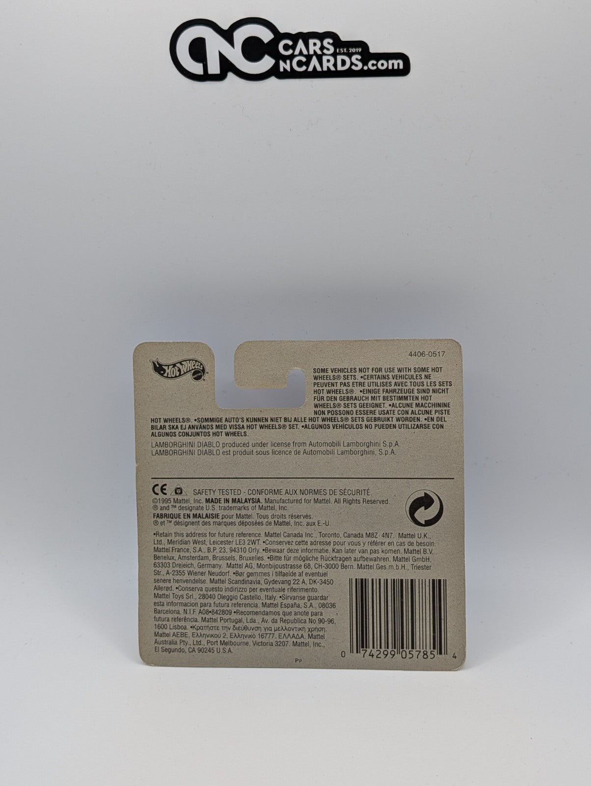 1995 Hot Wheels Lamborghini Diablo Purple 5SP 4406 Collector 227 Short Card