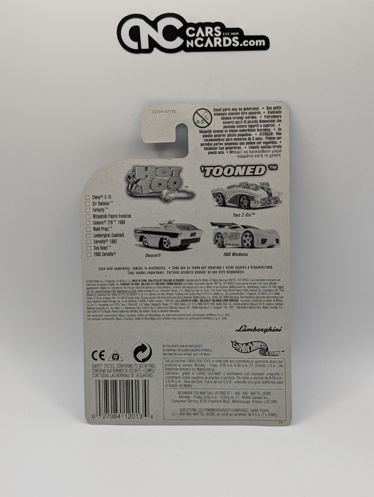 2004 Hot Wheels First Editions 79/100 'Tooned Lamborghini Countach Orange