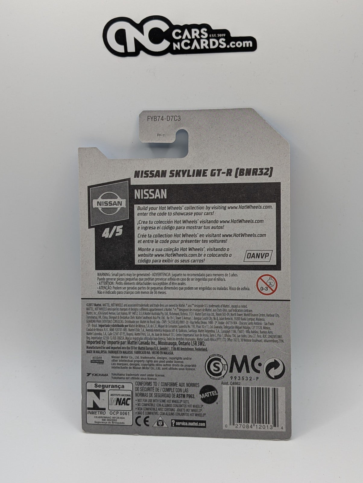 2019 Hot Wheels Nissan 4/5 Nissan Skyline GT-R (BNR32) Blue 1/250