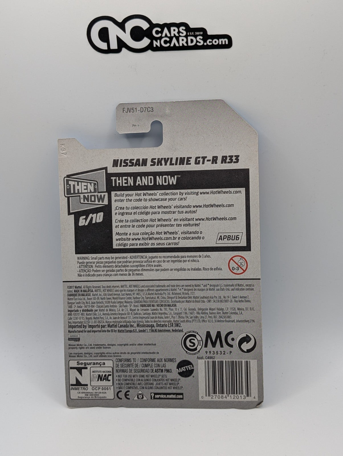 2018 Hot Wheels Then And Now Nissan Skyline GT-R R33 Blue 46/365 (Soft Corners)