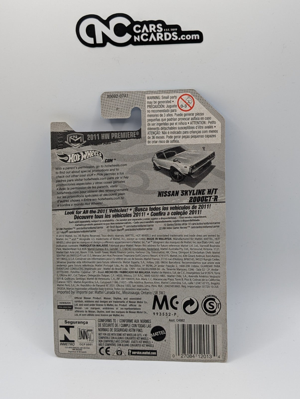 2011 Hot Wheels HW Premiere 22/50 Nissan Skyline H/T 2000GT-R White 22/244