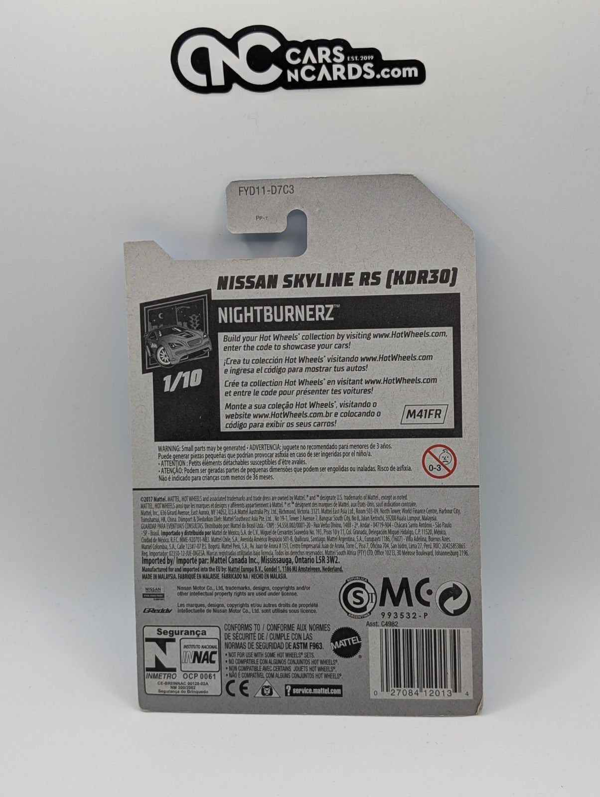 2019 Hot Wheels Nightburnerz 1/10 Nissan Skyline RS (KDR30) White 48/250
