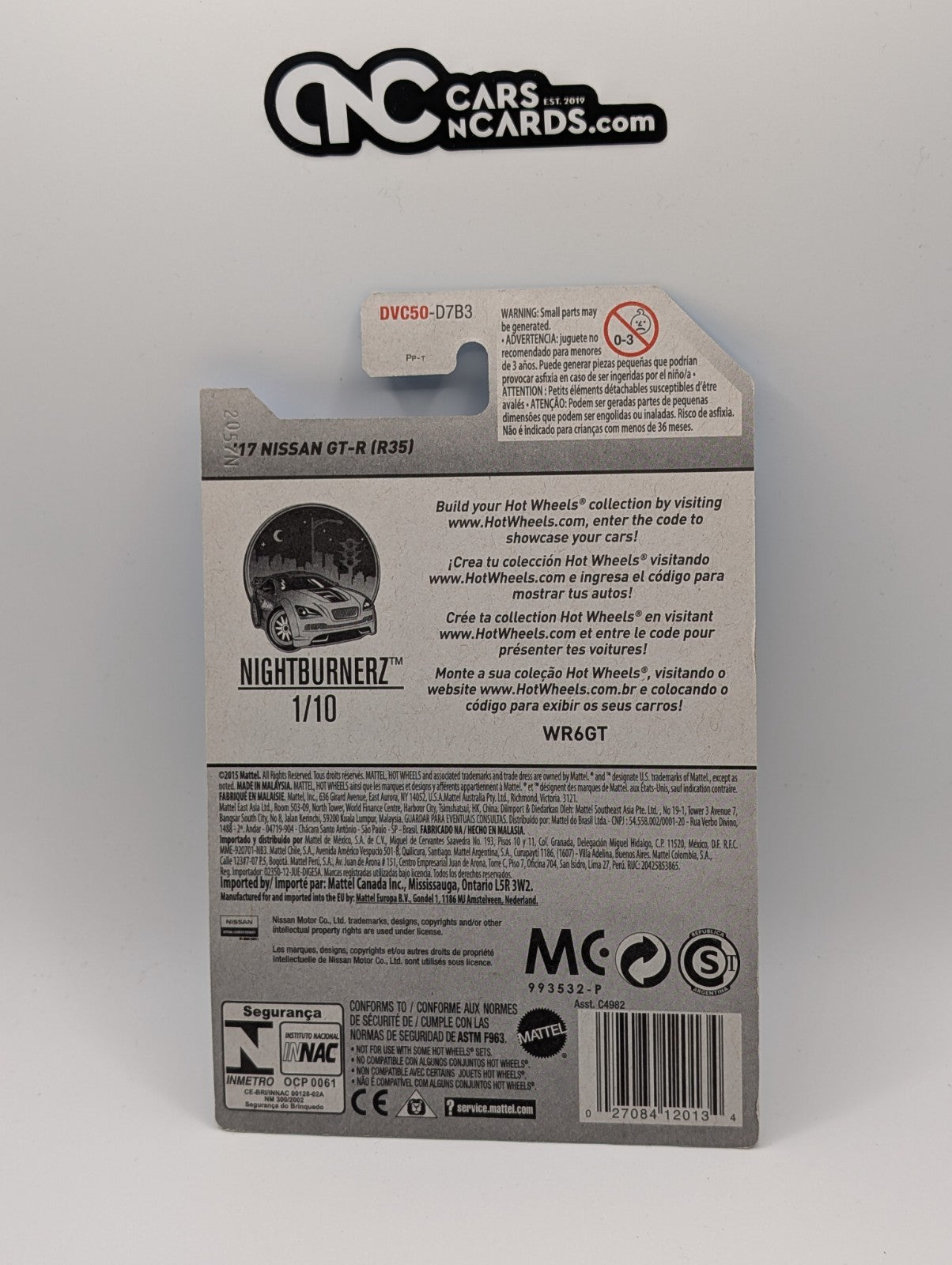 2017 Hot Wheels Nightburnerz 1/10 '17 Nissan GT-R (R35) Gray 364/365
