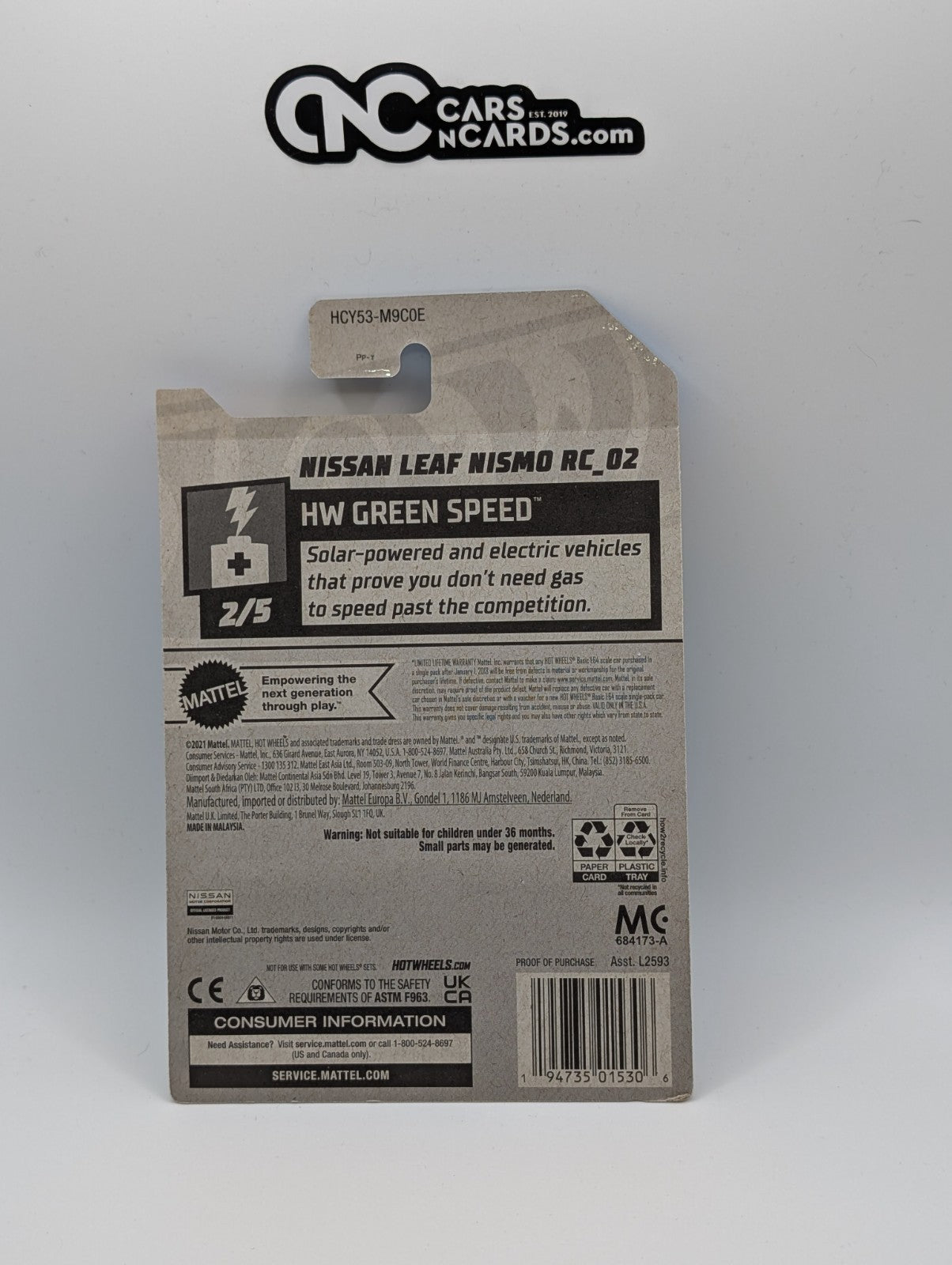 2022 Hot Wheels HW Green Speed Nissan Leaf NISMO RC_02 100/250 Kroger Exclusive