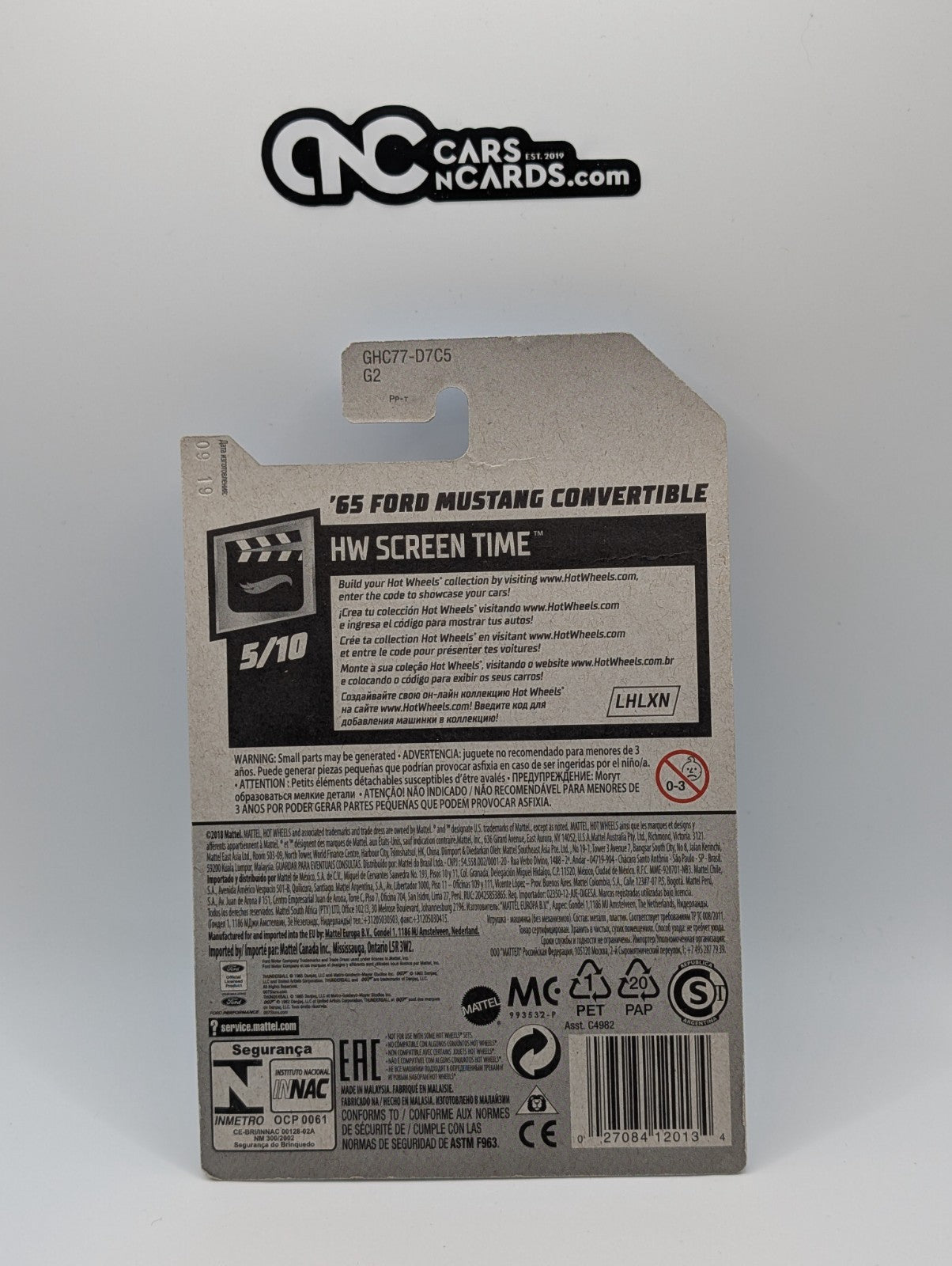 2020 Hot Wheels 007 '65 Ford Mustang Convertible 59/250 (Card Damage)