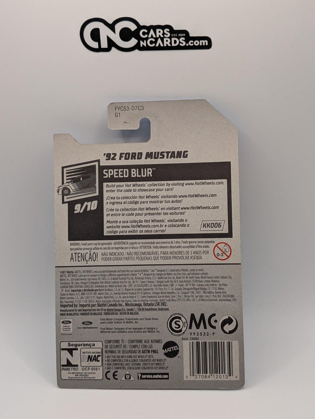 2019 Hot Wheels Speed Blur 9/10 '92 Ford Mustang Blue 152/250