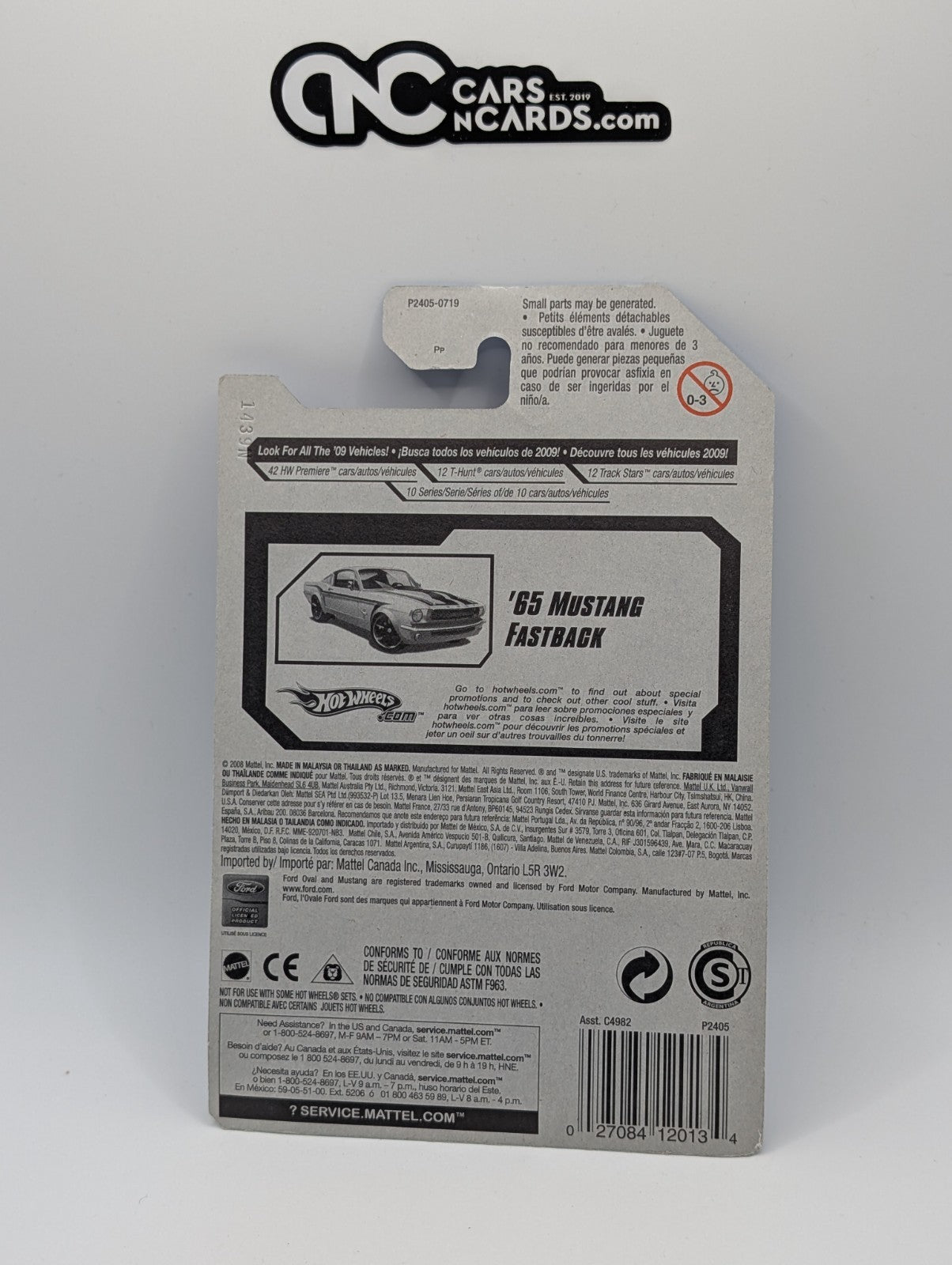 2009 Hot Wheels Muscle Mania 9/10 '65 Mustang Fastback White 85/190