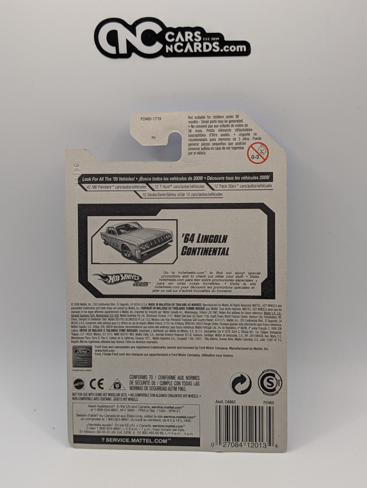 2009 Hot Wheels Rebel Rides 4/10 '64 Lincoln Continental 140/190 (Card Crease)