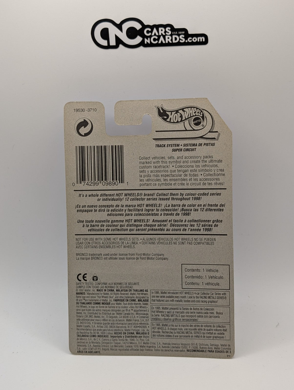 1998 Hot Wheels Ford Bronco White Topper Collector #859
