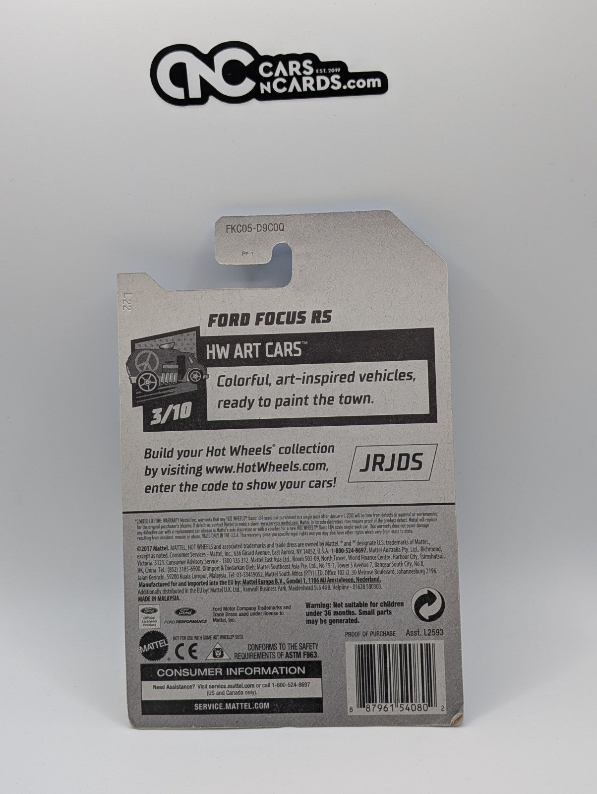 2018 Hot Wheels HW Art Cars 3/10 Ford Focus RS White 276/365 (Soft Corners)