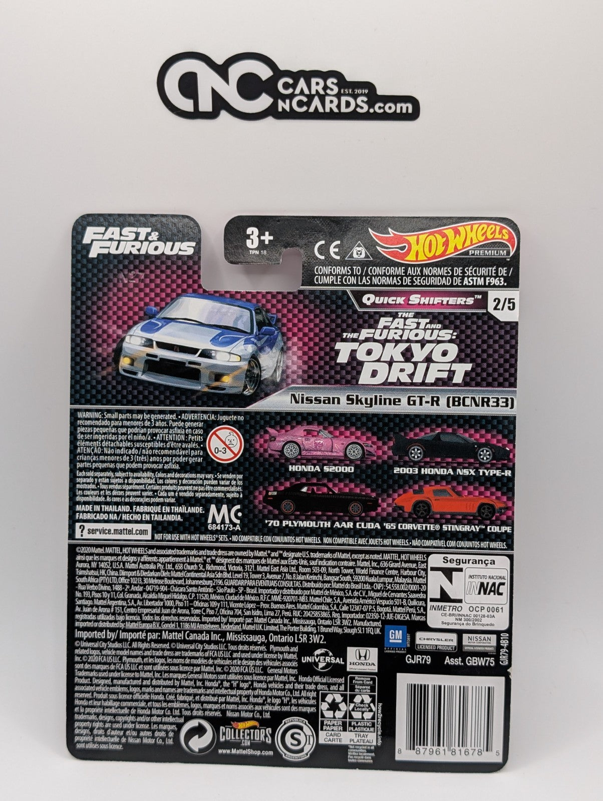 2020 Hot Wheels Fast & Furious 2/5 Nissan Skyline GT-R BCNR33 w/ Protector