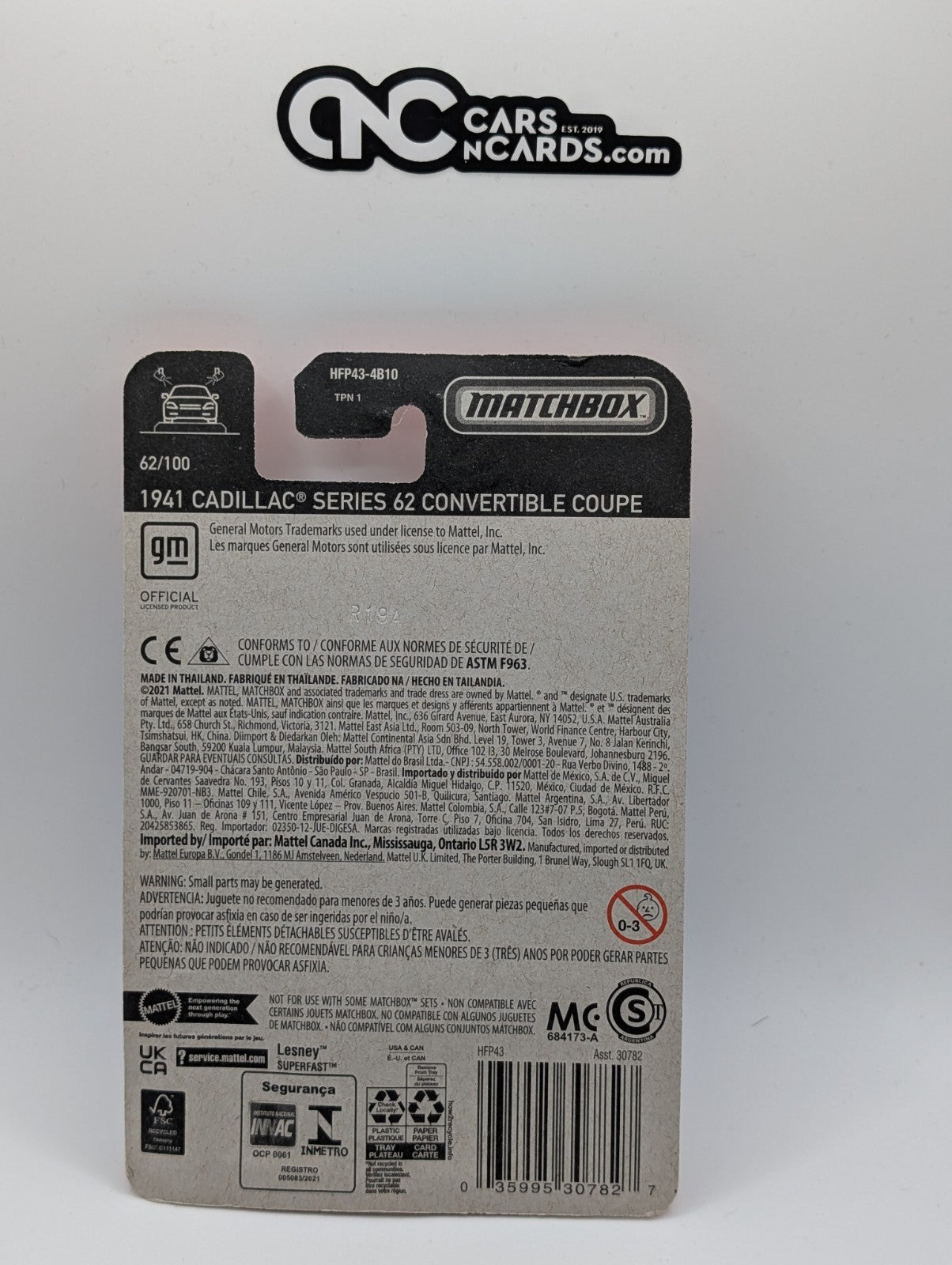 Matchbox 1941 Cadillac Series 62 Convertible Coupe ERROR (Rough Edges)