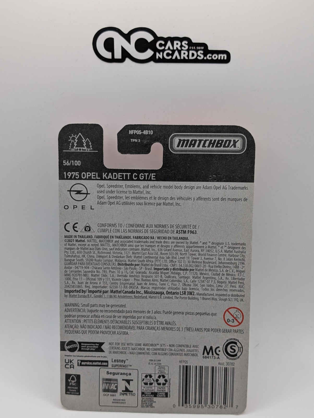 Matchbox 1975 Opel Kadett C GT/E 56/100 (Cracked Blister)