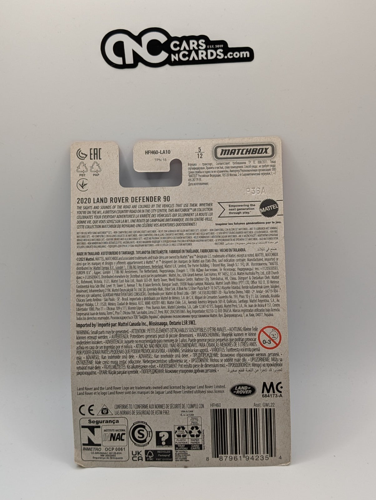 Matchbox UK 5/12 2020 Land Rover Defender 90 White (Soft Corners)