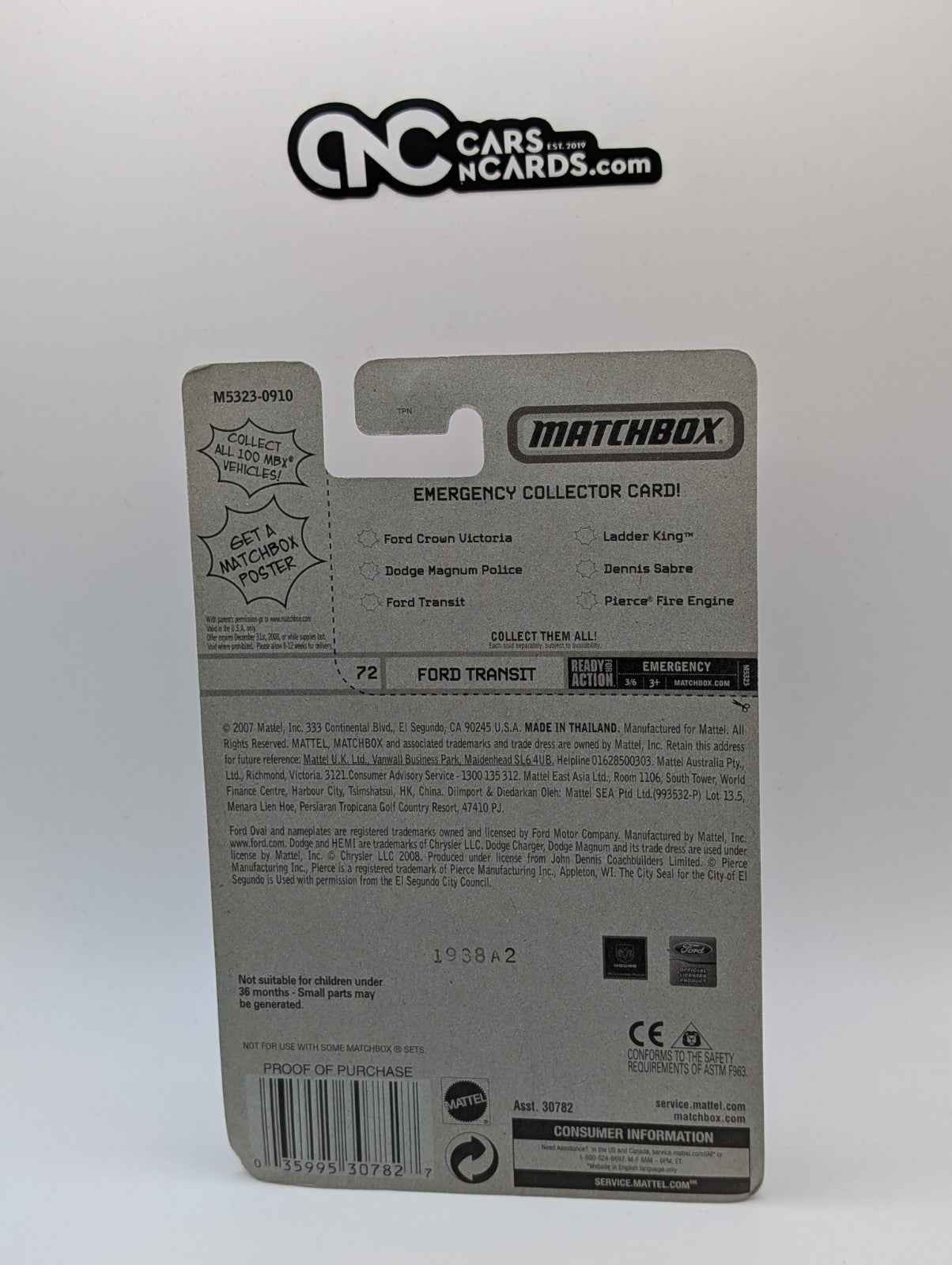 Matchbox Ford Transit Police Swat (Hair ERROR) (Damaged Card)